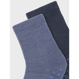 Name It Folkstone Gray Nmmwak Wo/Bl 2P Socks W/Non Skid