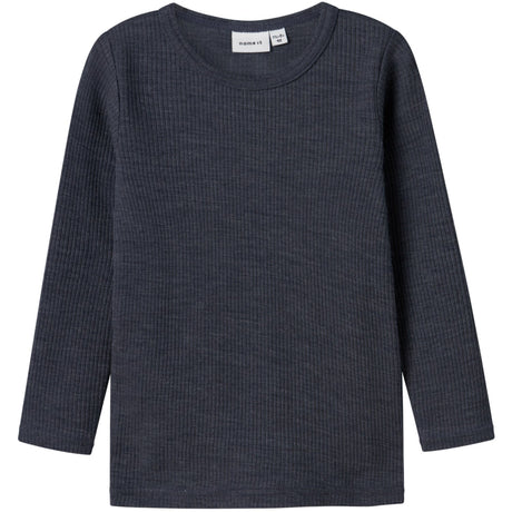 Name It Ombre Blue Nmnwax Wool Rib Ls Top Noos