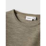 Name It Dried Sage Nmnwax Wool Rib Ls Top Noos