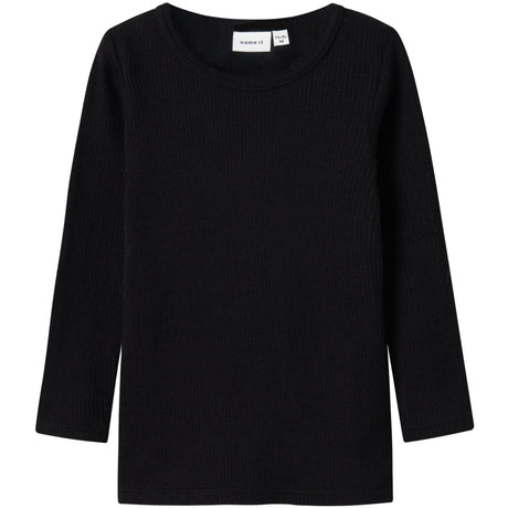 Name It Black Nmnwax Wool Rib Ls Top Noos