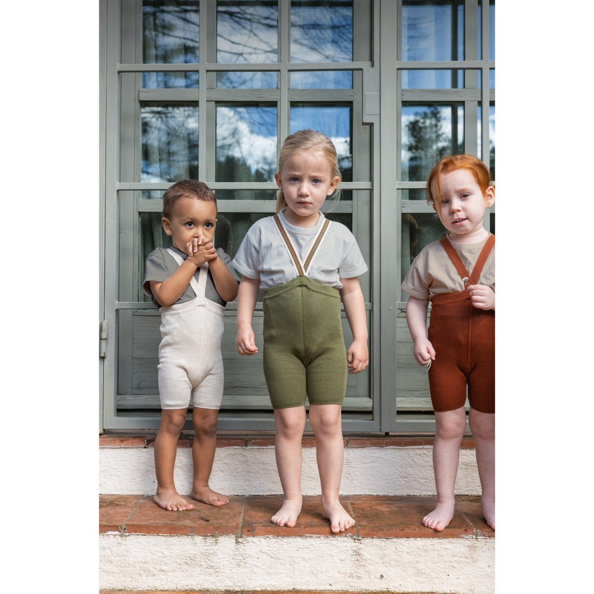 Silly Silas Olive Striped Shorty Tights With Braces