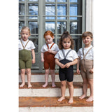 Silly Silas Olive Striped Shorty Tights With Braces