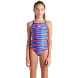 Arena Multi Girl'S Arena Racing Stripe Swimsuit Lightdrop Back