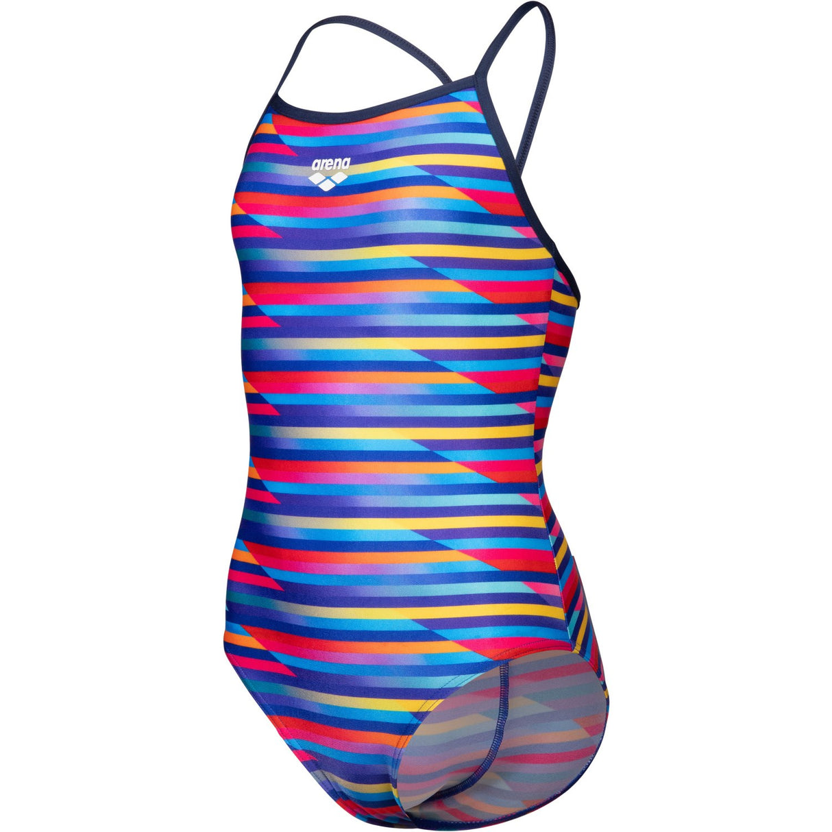 Arena Multi Girl'S Arena Racing Stripe Swimsuit Lightdrop Back