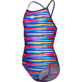 Arena Multi Girl'S Arena Racing Stripe Swimsuit Lightdrop Back