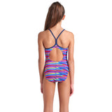 Arena Multi Girl'S Arena Racing Stripe Swimsuit Lightdrop Back