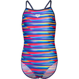 Arena Multi Girl'S Arena Racing Stripe Swimsuit Lightdrop Back