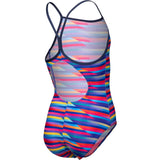 Arena Multi Girl'S Arena Racing Stripe Swimsuit Lightdrop Back