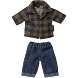 Maileg Brown Checked Shirt And Pants, Dad Mouse