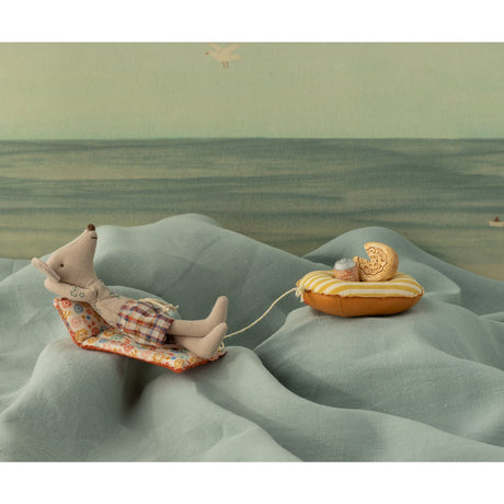 Maileg Beach Mouse With Air Mattress, Dad - Flower