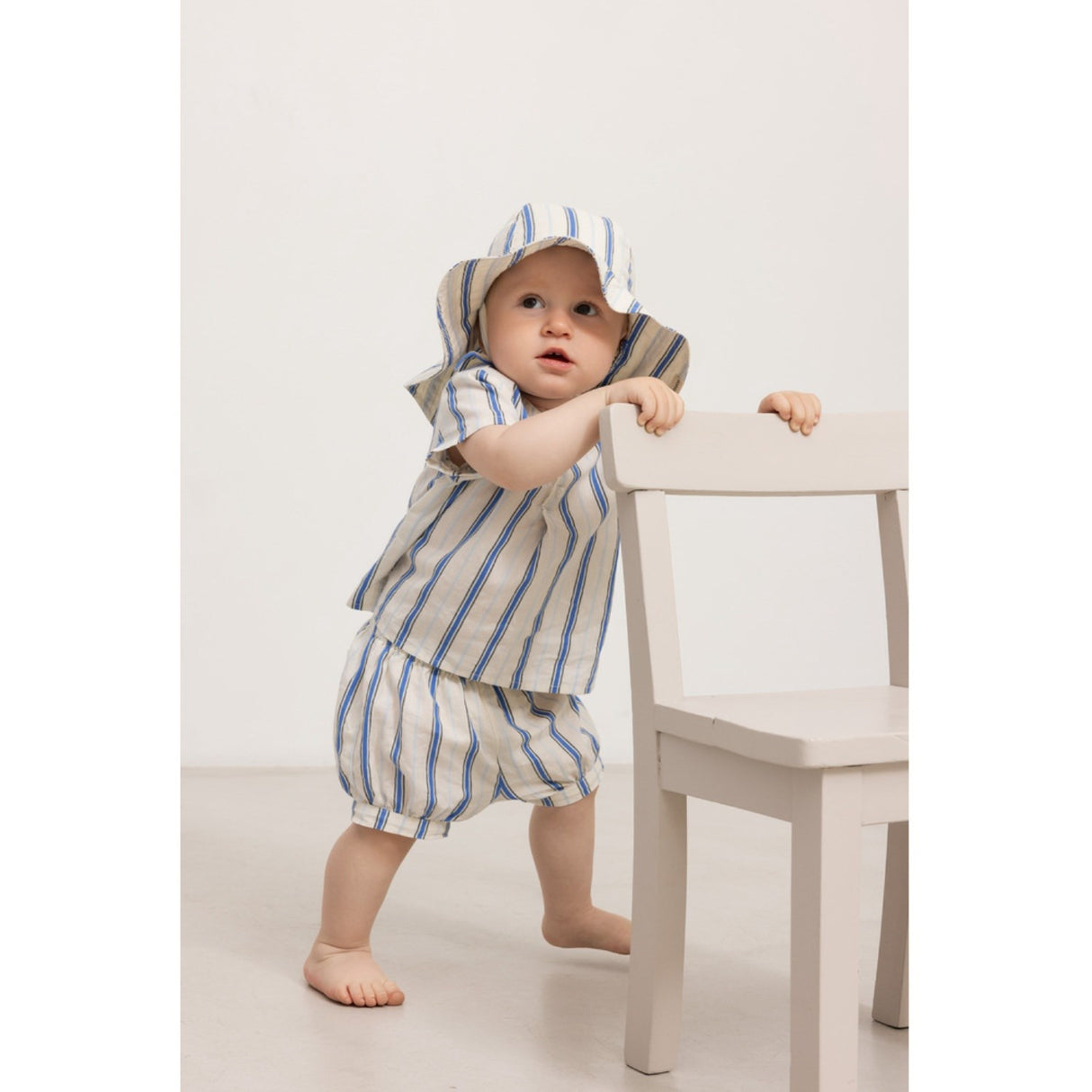 MarMar Cotton Stripes Chambray Stripe Alba Baby Long Summer Hat