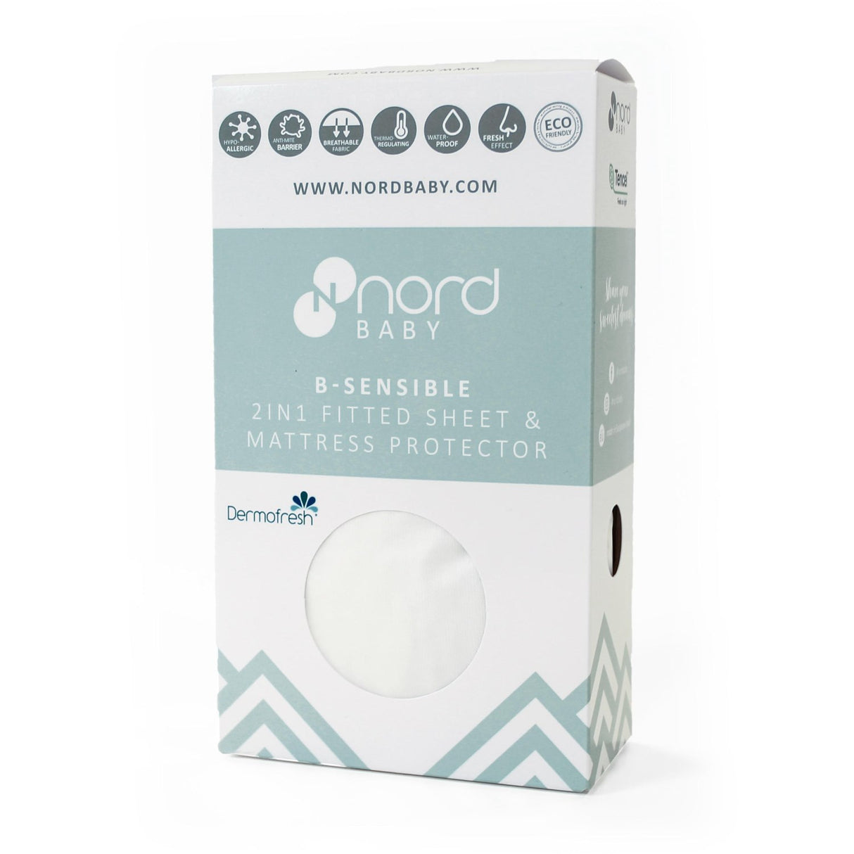 Nordbaby White 2In1 Fitted Sheet & Protector 60X120