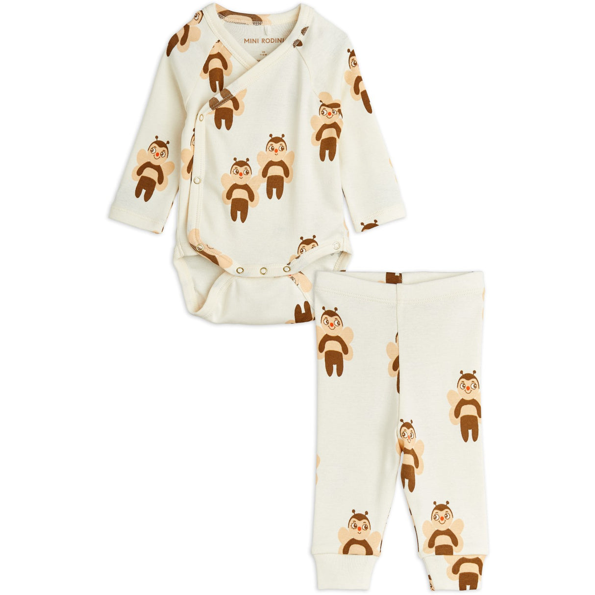 Mini Rodini Offwhite Bees AOP Nb Baby Set