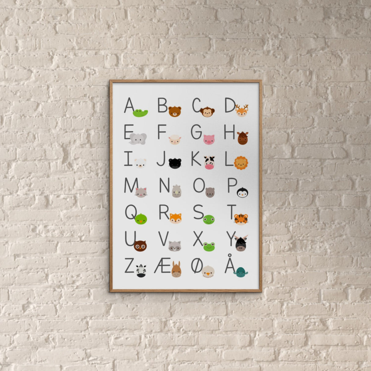 Poster & Frame Citatplakat - Alfabet Plakat Med Dyr Til Børn