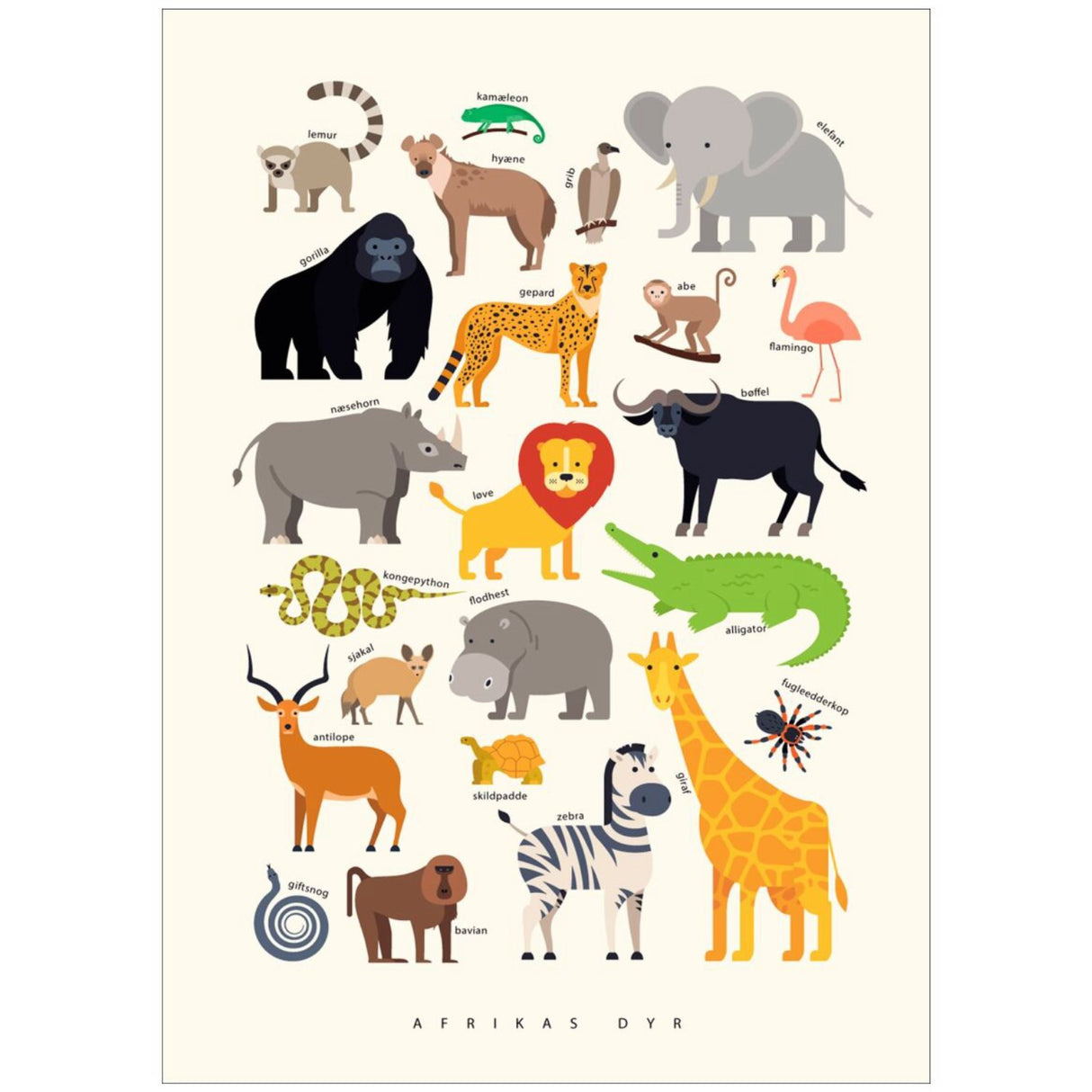 Poster & Frame Citatplakat - Afrikas Dyr – Børneplakat