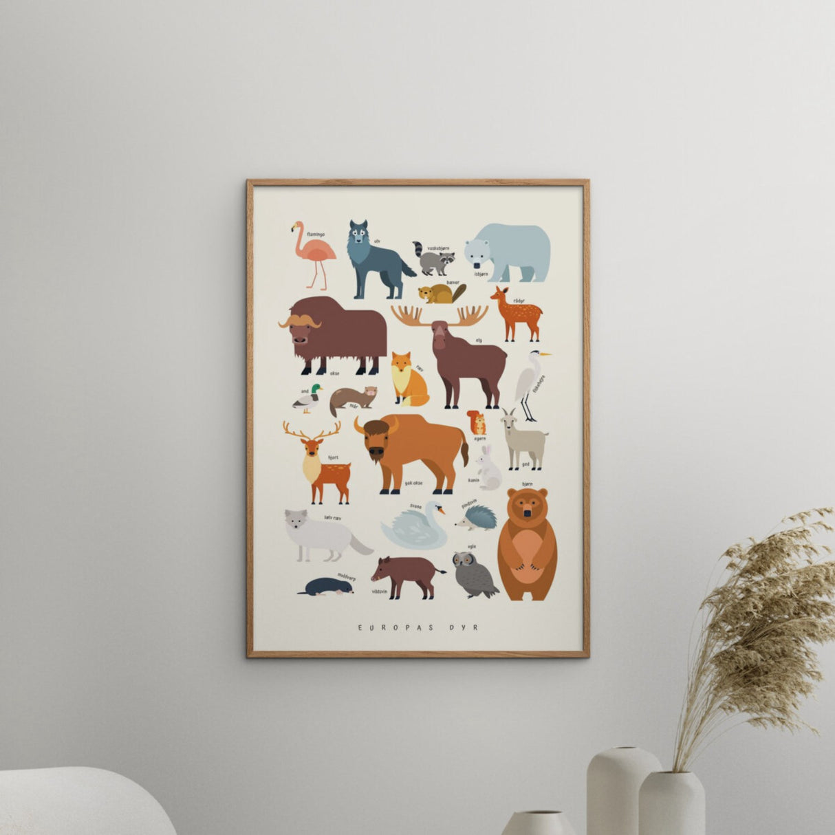 Poster & Frame Citatplakat - Europas Dyr – Børneplakat