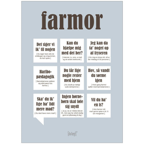 Poster & Frame Dialægt - Farmor — Grå