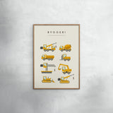 Poster & Frame Citatplakat - Byggeri Maskiner – Børneplakat