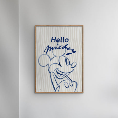 Poster & Frame Disney - Hello Mickey Blue
