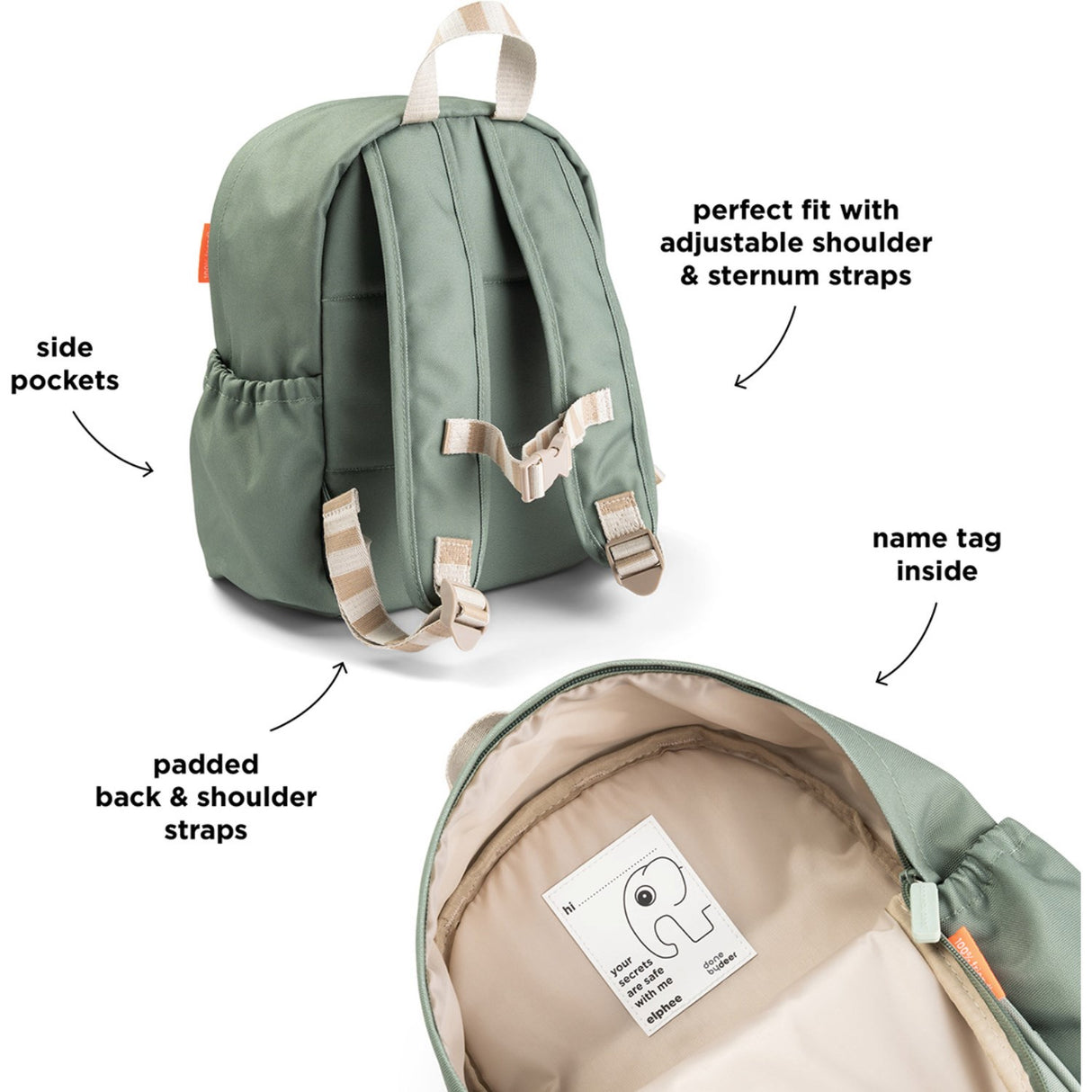 DonebyDeer Green Kids Backpack Playground 7,5 L