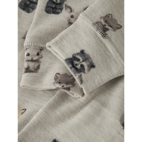 Name It Nacreous Cloud Forest Animals Nbmwang Wool Rib Long Johns Aop