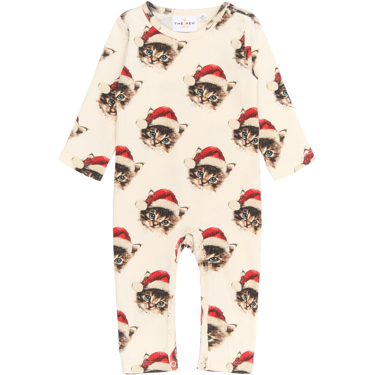 THE NEW Siblings Gardenia Cat AOP Holiday L_S Rib Jumpsuit