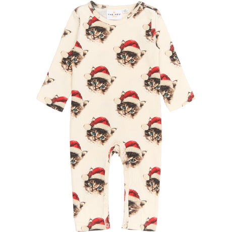 THE NEW Siblings Gardenia Cat AOP Holiday L_S Rib Jumpsuit