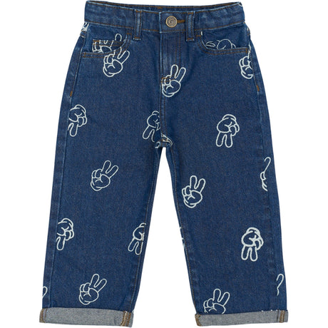 THE NEW Siblings Medium Blue Denim AOP Prosper Wide Jeans