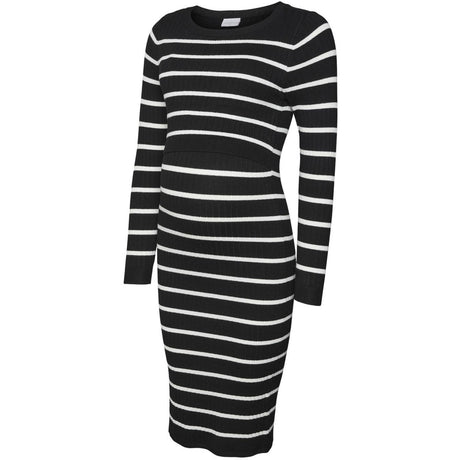 Mama;licious Black Snow White Mlnewsiv June Ls Uk Knit Dress 2F A Noos