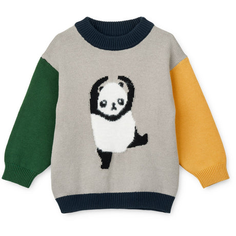 LIEWOOD Panda / Mist / Classic Navy Multi Mix Orlane Embroidery Knit Jumper