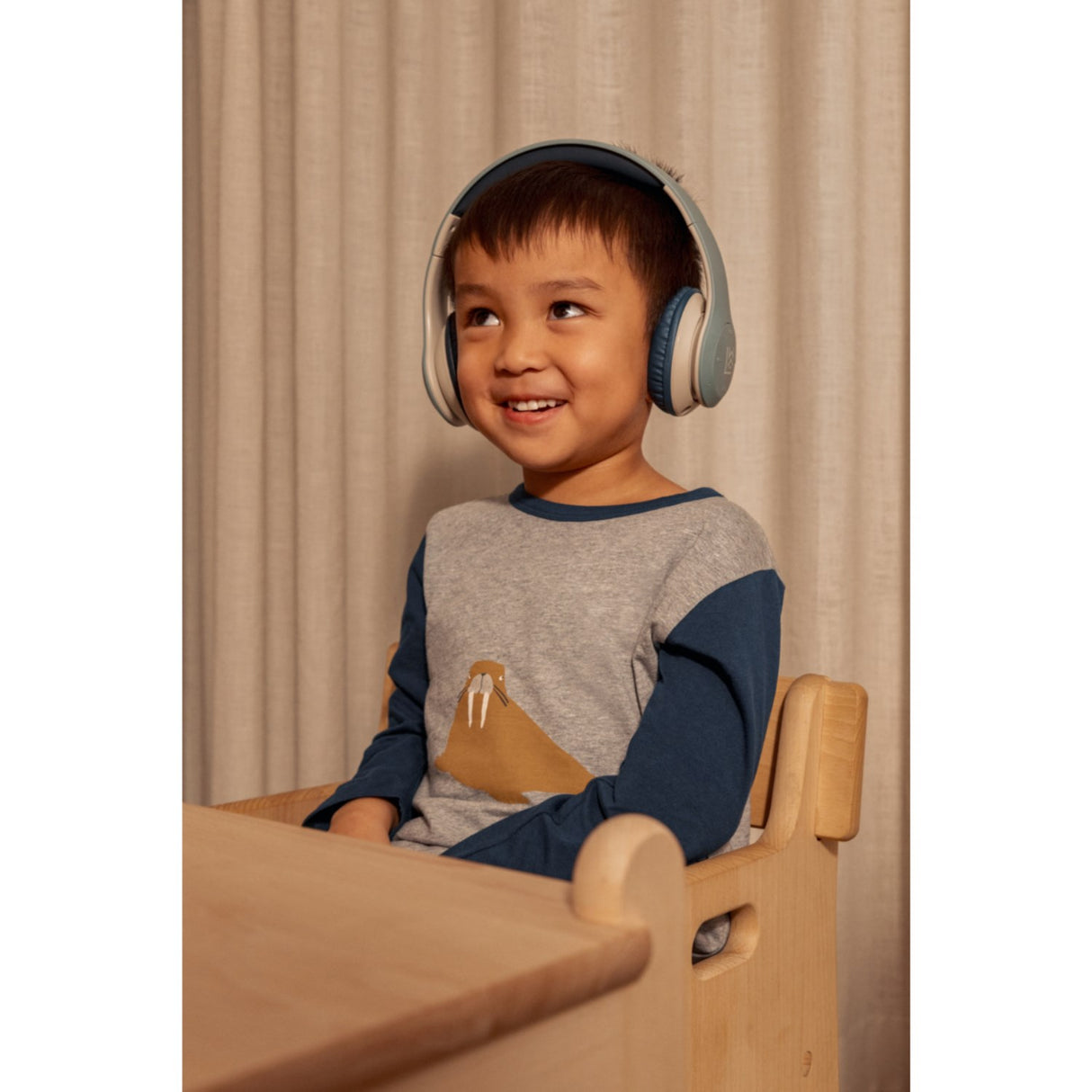 LIEWOOD Walrus / Grey Melange / Classic Navy Apia Placement Longsleeve T-Shirt