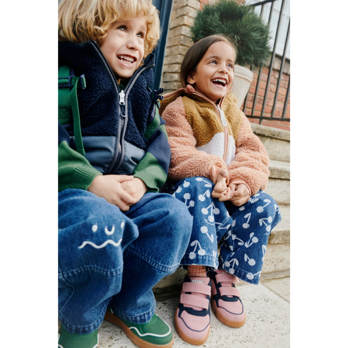 LIEWOOD Cherry Blossom / Medium Blue Denim Cesar Printed Denim Pants