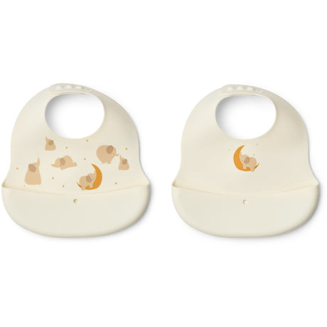 LIEWOOD Elephant / Creme De La Creme Ember Printed Bib 2-Pack