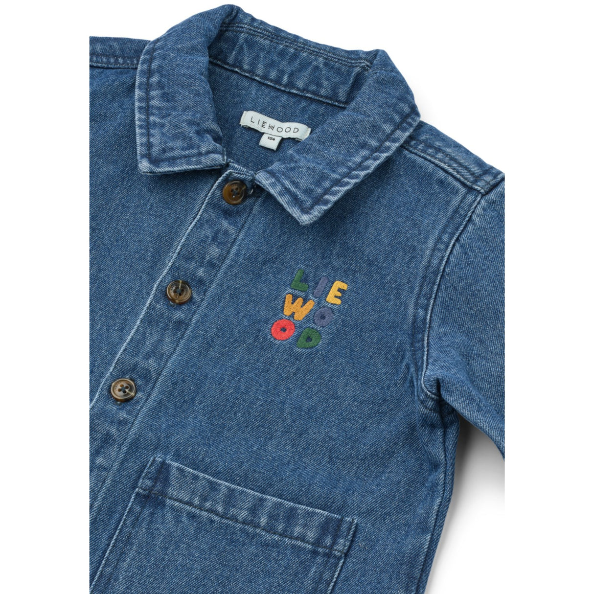 LIEWOOD Medium Blue Denim Kinsley Placement Denim Overshirt