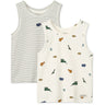 LIEWOOD Mini Dinosaurs Creme / Stripe Mix Faris Printed Tank Top 2-Pack