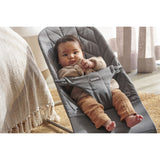 BabyBjörn Anthracite Grey Bouncer Bliss - Woven, Flower Leaf Quilt