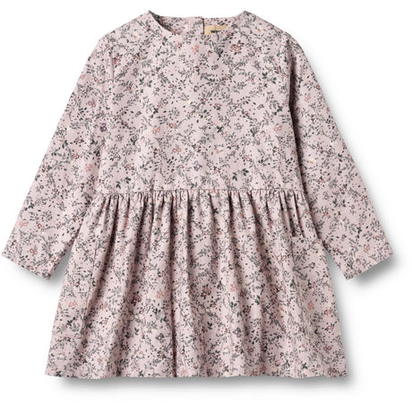 Wheat Lilac Checked Flowers Dress Aima