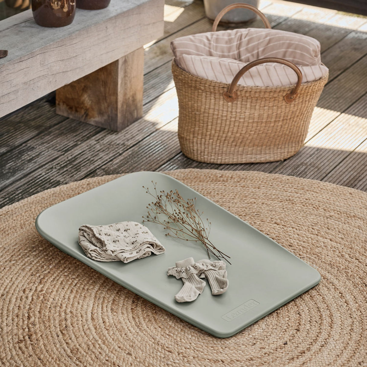Leander Sage Green Leander Matty™ Mini Changing Pad