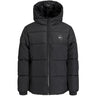 Jack & Jones Junior Black White Logo Jjmaze Logo Puffer Hood Jnr