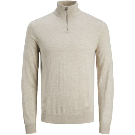 Jack & Jones Junior Oatmeal Melange Jjeemil Knit Half Zip Noos Jnr