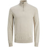 Jack & Jones Junior Oatmeal Melange Jjeemil Knit Half Zip Noos Jnr
