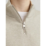 Jack & Jones Junior Oatmeal Melange Jjeemil Knit Half Zip Noos Jnr