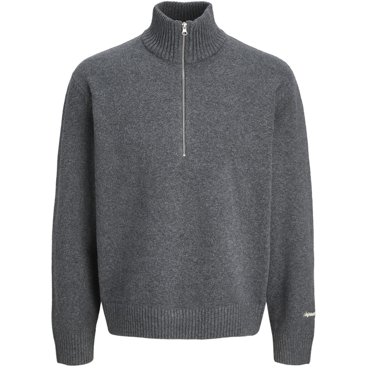 Jack & Jones Junior Dark Grey Melange Jornorrebro Knit Half Zip Jnr