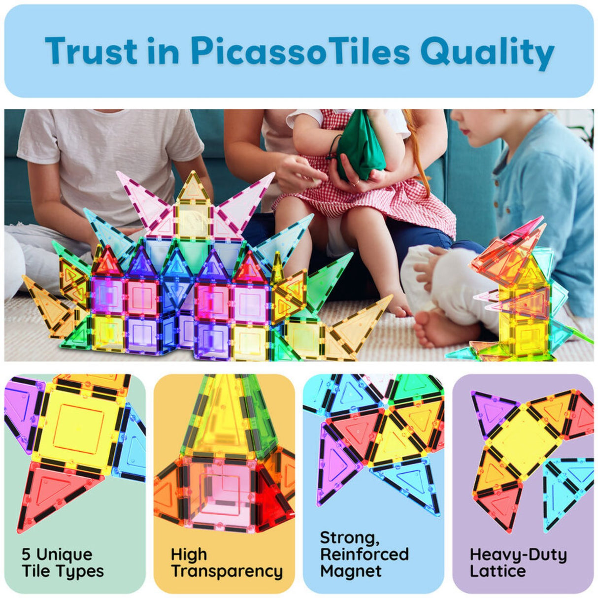 Picasso Tiles Picasso Tiles 61 Stk Magnetiske Byggesæt