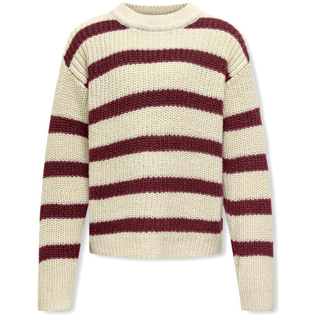 kids ONLY Eggnog Cabernet Kogjusty L/S Stripe Pullover Knt Noos