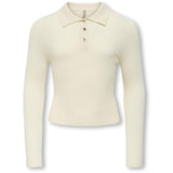 kids ONLY Birch Gold Button Kogmila Ls Rib Button Polo Neck Cp Knt