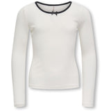 kids ONLY Cloud Dancer Black Bow Kogsofia L/S Bow Top Jrs