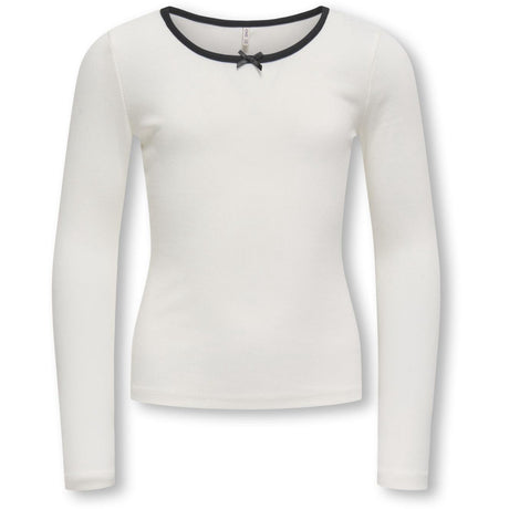 kids ONLY Cloud Dancer Black Bow Kogsofia L/S Bow Top Jrs