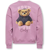 kids ONLY Mauve Orchid Cozy Kogbila L/S Ovz Bear O-Neck Swt Noos