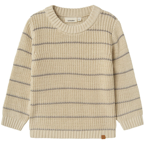 Lil'Atelier Turtledove Nmmemlen Ls Knit Stripes Lil